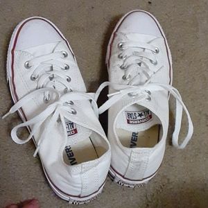 White red and black converse low top